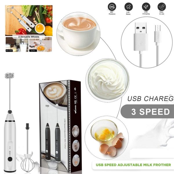 Usb Rechargeable Coffee Blender Mixer Foamer Food Blender |&nbsp;Handheld Electric Milk Frother Whisk Egg Beater - Shopping Global